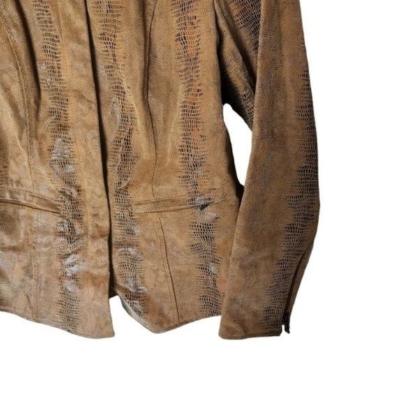 Bradley‎ Jacket 100% Genuine Leather Tan Animal Print size XS Snap Buttons - Picture 9 of 13